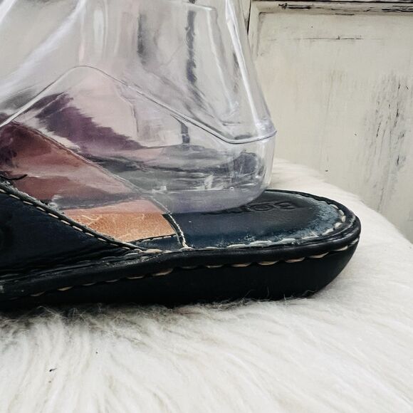 Boc Born Navy Blue Leather Slip on Earthy Boho Comfort Sandals - Size 9 EU40 - Picture 3 of 8